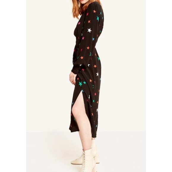 EUC Nobody’s Child Black Star Celestial Stars Colorful Star Georgie Midi Dress 8 - Picture 9 of 10
